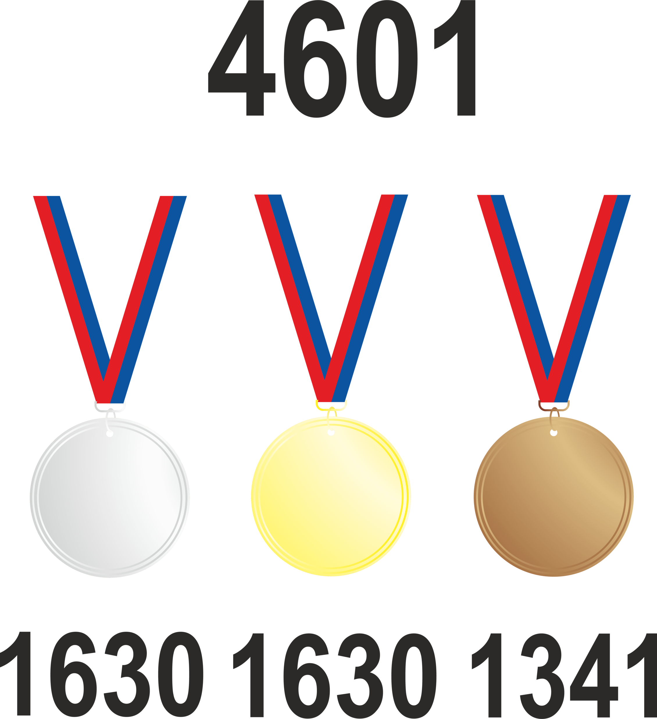 Количество завоеванных медалей (4601 штук)