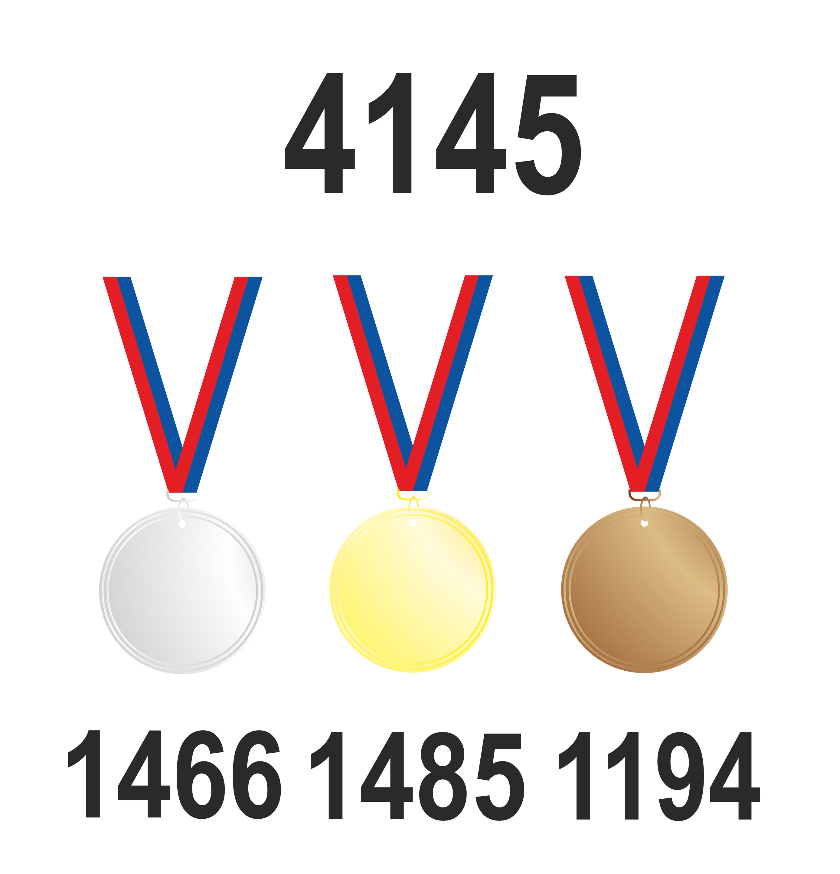 Количество завоеванных медалей (3410 штук)